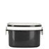 A black plastic and wheat straw lunch box with a secure lid and side clasps. Features a simple design.