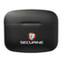 A black earbuds charging case with a logo on the front, designed for True Wireless Auto Pair Earbuds.