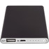 A black 4000 mAh power bank charger with USB ports and indicator lights, featuring a minimalist design.