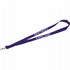 A purple lanyard featuring a lobster clip and a logo, designed for exhibitions and events.