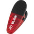 A red and black magnetic memo holder/clip with a logo. Ideal for holding notes or papers.