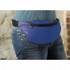 A blue hipster budget fanny pack worn around the waist, featuring a zippered pocket and a black adjustable strap.