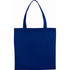 A blue non-woven tote bag with two long handles and a simple design. It features a logo on one side.