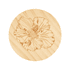 A round wooden coaster featuring an engraved hibiscus flower design. The wood has a natural finish.