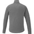 A grey men's quarter zip jumper with a sleek, minimalist design and a logo on the back.