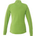 A green women's quarter zip jumper with long sleeves and a subtle texture, featuring a logo on the back.