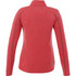 A red women's quarter zip jumper featuring long sleeves and a fitted design, with a subtle branding element.