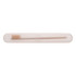A clear plastic toothbrush case containing a toothbrush. The case is elongated and smooth in design.