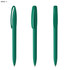 A set of green plastic pens, featuring a sleek design and clip for easy attachment. Each pen has a smooth body.