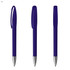 A set of blue plastic pens with a clip and smooth silver tips, featuring a branding logo.