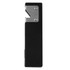 A drink bottle opener featuring a sleek black body and a silver metal opening mechanism. Includes a branding logo.