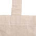 A close-up of a cream-coloured calico tote bag with a gusset, featuring stitching details and a handle.