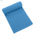 A blue cooling towel with a textured surface, rolled partially to display its length. The towel features a logo.