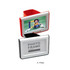 A pen holder with a photo frame design, featuring red and white colours, and space for a photograph.