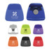 A collection of cable tidies in various colours: blue, clear, green, orange, black, and purple, featuring a logo.