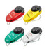 A set of four mini gadgets in red, yellow, green, and white, featuring a logo on each.