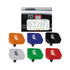 A car phone holder with an air freshener, available in orange, navy, black, green, red, and silver. Features a logo.