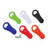 A drink bottle opener with a magnet, available in green, white, black, blue, red, and orange. Includes a logo.