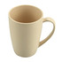 A bamboo mug in a beige colour with a smooth surface and a comfortable handle. It features a subtle logo.