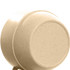 A reusable coffee cup in a light beige colour, featuring a smooth, rounded design and a logo on the side.