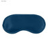 A navy blue satin sleep eye mask with a smooth finish and contoured shape. It features a logo.