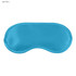 A light blue satin sleep eye mask with a smooth finish and curved design. It features a logo.