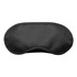 A black sleep eye mask with a smooth finish, designed for comfort and light blocking. Features a logo.
