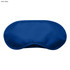 A dark blue eye mask designed for sleep, featuring a smooth fabric and a logo.