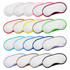 A collection of eye masks in various colours, featuring a soft surface and contrasting edges. Some have branding.
