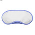A purple and white sleep eye mask with a smooth surface and a contoured shape. Features a logo.