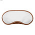 A brown and white sleep eye mask with a smooth texture, featuring a simple design and a logo.