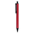 A metal pen in vibrant red with a black clip, featuring a sleek and modern design.