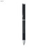 A black writing pencil with a sleek design, featuring a grip and a clip. It has a logo on one side.