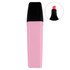 A highlighter with a pink body and black cap, featuring a chisel tip for versatile highlighting.