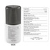 A 30ml hand sanitiser spray with a black cap and a white body, featuring a logo and safety information.
