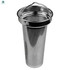 A stainless steel mesh filter with a handle, designed for use in drinkware. It features a shiny finish and fine mesh.