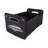 A black cargo storage organiser with handles and multiple compartments. It features a logo on the side.