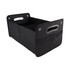 A black cargo storage organiser with multiple compartments and carrying handles, featuring a side pocket.