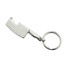 A drink bottle opener key ring shaped like a silver cleaver, featuring a metal ring for attachment.