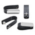 A black leather key holder featuring a silver metal accent and a cross design. It has a simple and elegant style.