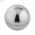 A silver spherical lip balm container with a polished surface and a removable lid. It features a logo on the top.