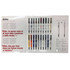 A sample kit featuring various coloured pens in a fold-out display, including a branding logo.