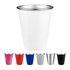 A drink bottle with a white body and silver rim, alongside coloured variants including pink, red, blue, silver, and black.