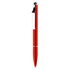 A red stylus pen with a twist design and a silver clip, featuring a touchscreen tip.