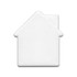 A house-shaped mint card in white, featuring a simple, smooth design. It includes a branding logo.