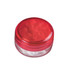 A red screw lid mint jar containing white sugar-free lollies, with a transparent base.