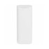 A white flip top mint tin with a smooth surface and rounded edges, featuring a logo.
