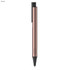 A metal pen in a metallic brown finish with a sleek design and a branding logo.