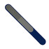 A blue Paris nail file with a textured surface for shaping and smoothing nails. It has a simple design and a logo.