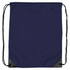 A navy nylon backsack with black corners and drawstring closures, featuring a simple design and a logo.